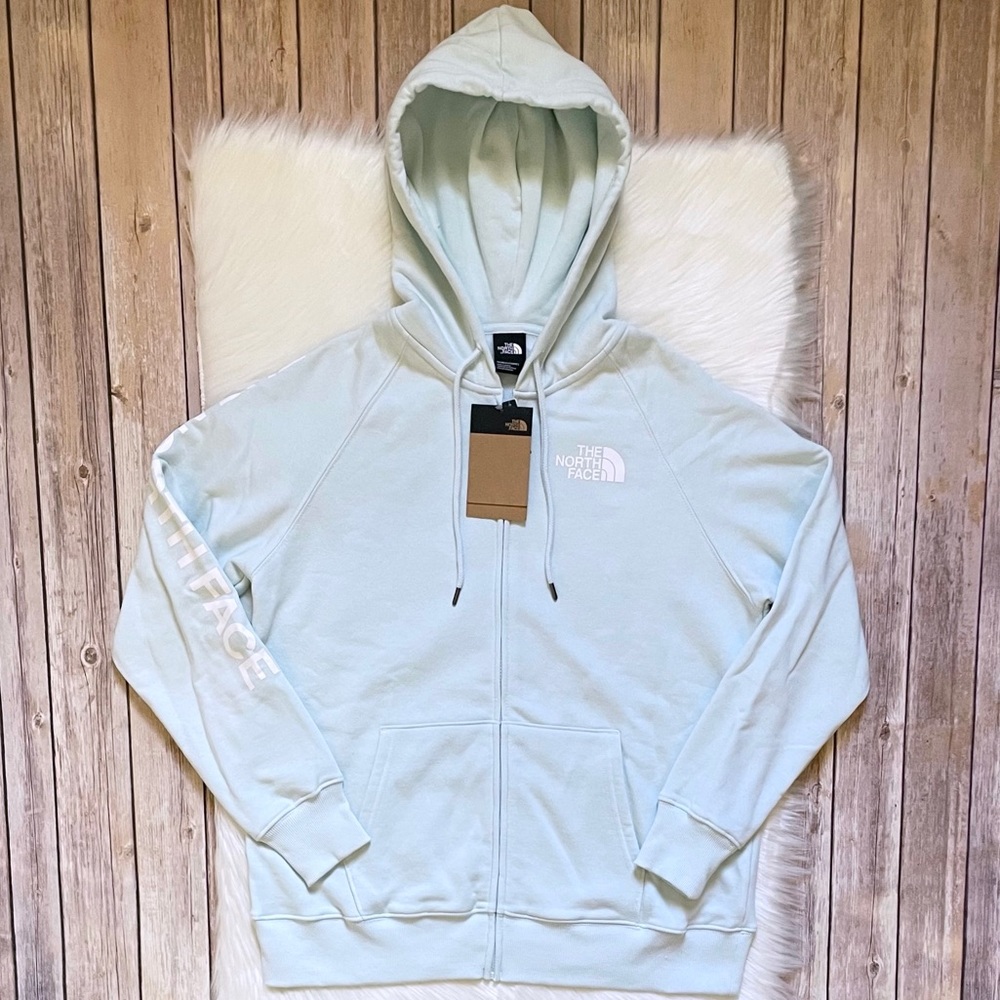 The North Face Women’s Logo Half Dome Full Zip Hoodie In Ice Blue - Picture 2 of 7